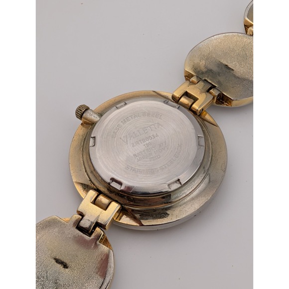 Valletta Two Tone Silver Gold Watch Women 34mm Case 7" Band- New Battery - Picture 6 of 8